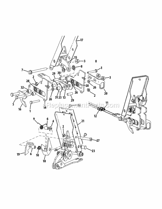 Brake Pedal Assembly Diagram and Parts List for S7237-KW 53CI8DU8050 Cub Cadet Sprayer